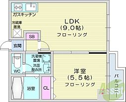 グランカーサ南11条 1LDKの間取図画像