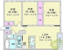 ZABO&BLANC 2LDKの間取図画像