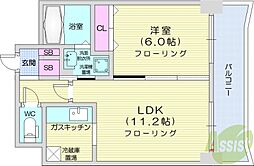 ティアラFCサイド 1LDKの間取図画像