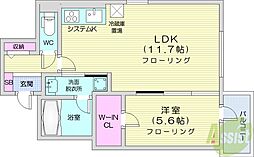 マストライフ南4条 1LDKの間取図画像