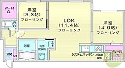 ラグランジュ円山 2LDKの間取図画像
