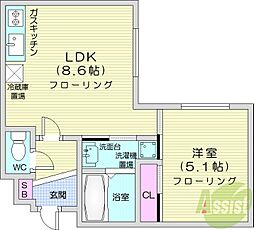 ジェイエス麻生 1LDKの間取図画像