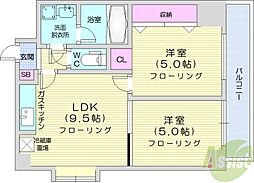 メープル北27条 2DKの間取図画像