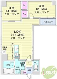 CITYSPIRE南3条 2LDKの間取図画像