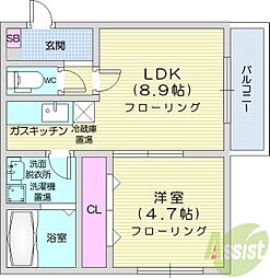 カハラコート1st 1LDKの間取図画像