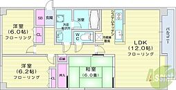 マンションクロダ南8条 3LDKの間取図画像