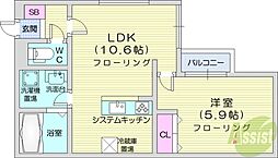 エムアールレジデンスN32 1LDKの間取図画像