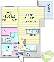 イリオスディオ 1LDKの間取図画像