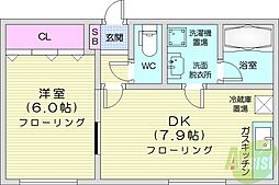 ジュネス大通 1DKの間取図画像