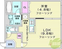 Villa41KOTONISAPPORO 1LDKの間取図画像
