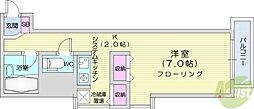 アブニール桑園 1Kの間取図画像
