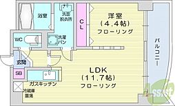 ビッグパレス中島公園リバーサイドB棟 1LDKの間取図画像