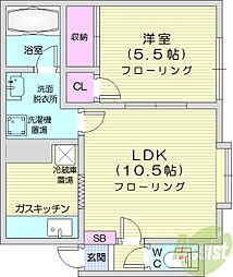 あららぎ館 1LDKの間取図画像