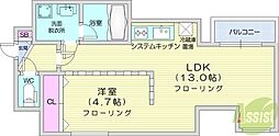 札幌中央レジデンス 1LDKの間取図画像