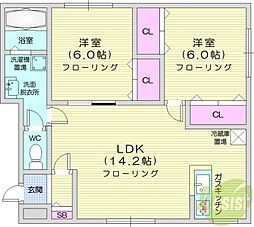 アーティスト45 2LDKの間取図画像