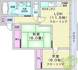 サンシャイン中島公園 2LDKの間取図画像