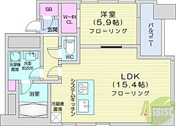 プライムメゾン大通公園 1LDKの間取図画像