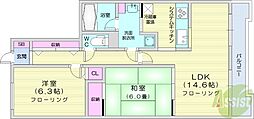 THERESIDENCEPARKODORIKOEN 2LDKの間取図画像