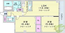 COMFORIA北三条 2LDKの間取図画像