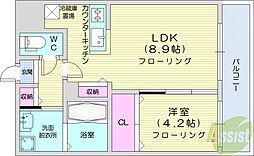 グランカーサ南6条 1LDKの間取図画像