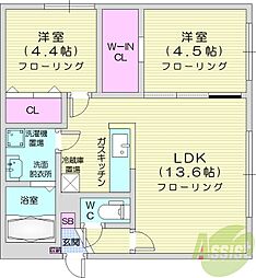 アクティベイトN34 2LDKの間取図画像
