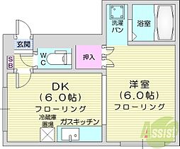 メゾンド栄町 1DKの間取図画像