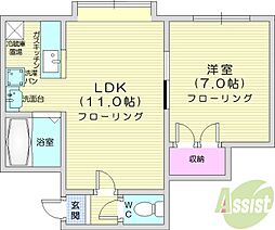 ニューリバー22 1LDKの間取図画像