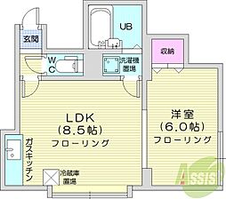 ノースウイングA 1LDKの間取図画像