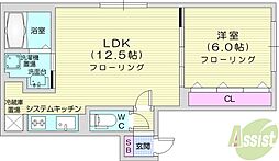 クラリス麻生2 1LDKの間取図画像