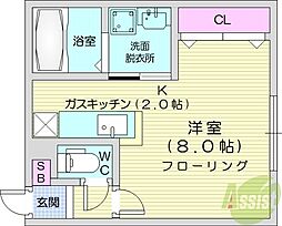 トラストコート北九条 1Kの間取図画像