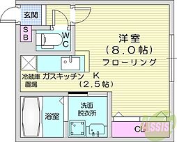 トラストコート北九条 1Kの間取図画像