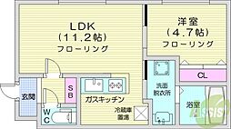 Cuore 1LDKの間取図画像