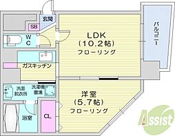 フォレスト円山 1LDKの間取図画像
