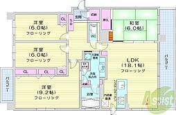 桂和レジデンス円山桜 4LDKの間取図画像