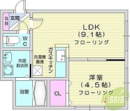 ル・ファールN25 1LDKの間取図画像