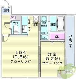 ISグランデ札幌 1LDKの間取図画像