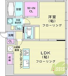 札幌市中央区北八条西20丁目マンション 1LDKの間取図画像