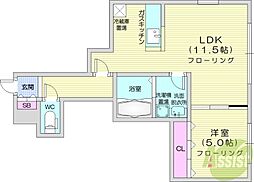 R・T2 1LDKの間取図画像