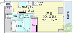 ルーブル4条館 1Kの間取図画像