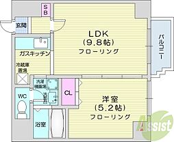 ISグランデ札幌 1LDKの間取図画像