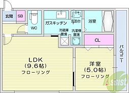 プロムナードコート麻生 1LDKの間取図画像