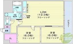 プルモーサス 2LDKの間取図画像