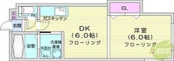 ブルーベル麻生 1DKの間取図画像