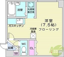 パラシオンN29 1Kの間取図画像