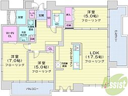 クリオ円山鳥居前 3LDKの間取図画像