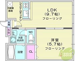 植物園ハイム 1LDKの間取図画像