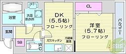 ル・ノルド 1DKの間取図画像