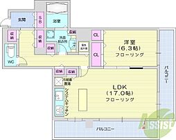 リビオ中島公園アルファタワー 1LDKの間取図画像