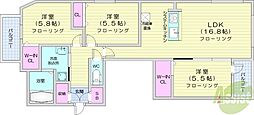 F022円山 3LDKの間取図画像