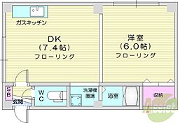 グレースハイム 1DKの間取図画像